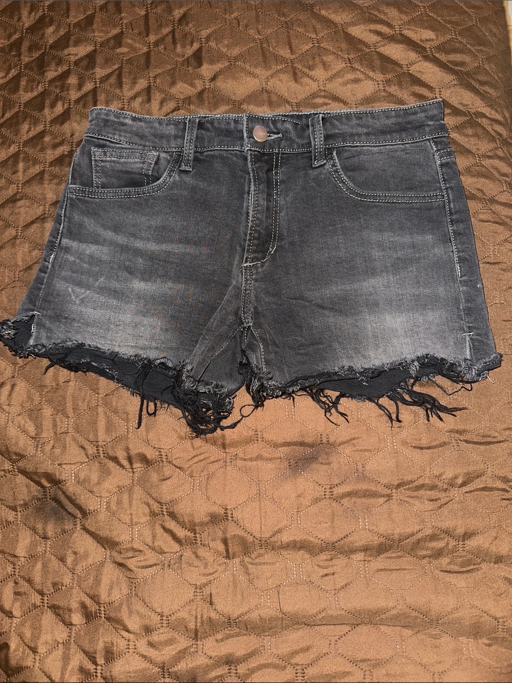 Joe's Jeans Washed Black Frayed Denim Cutoff Shorts